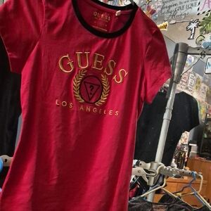 Guess Kids Red Tee with Gold Accents